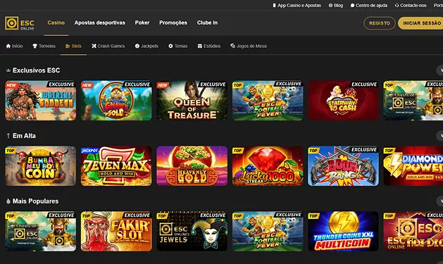 Casino ESC Online com destaque para a slot Fakir